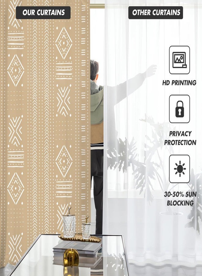 Kikiry Boho Western Curtains 42" W x 63" L Farmhouse Beige Rustic Aztec Abstract Elegant Geometric Neutral Minimalist Style Pattern Background Room Bedroom Window Drapes Treatment Fabric 1 Pair - Image 3
